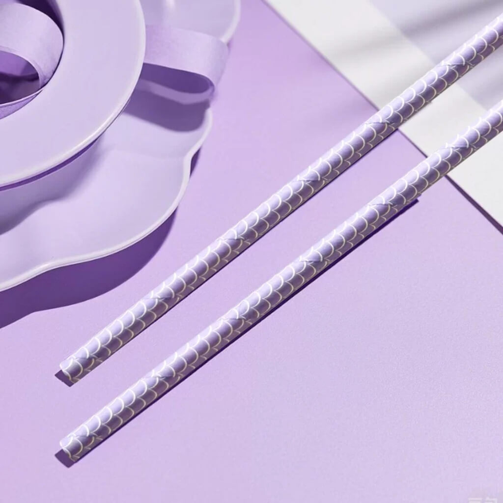 Pastel Purple Mermaid Paper Straws 8pk