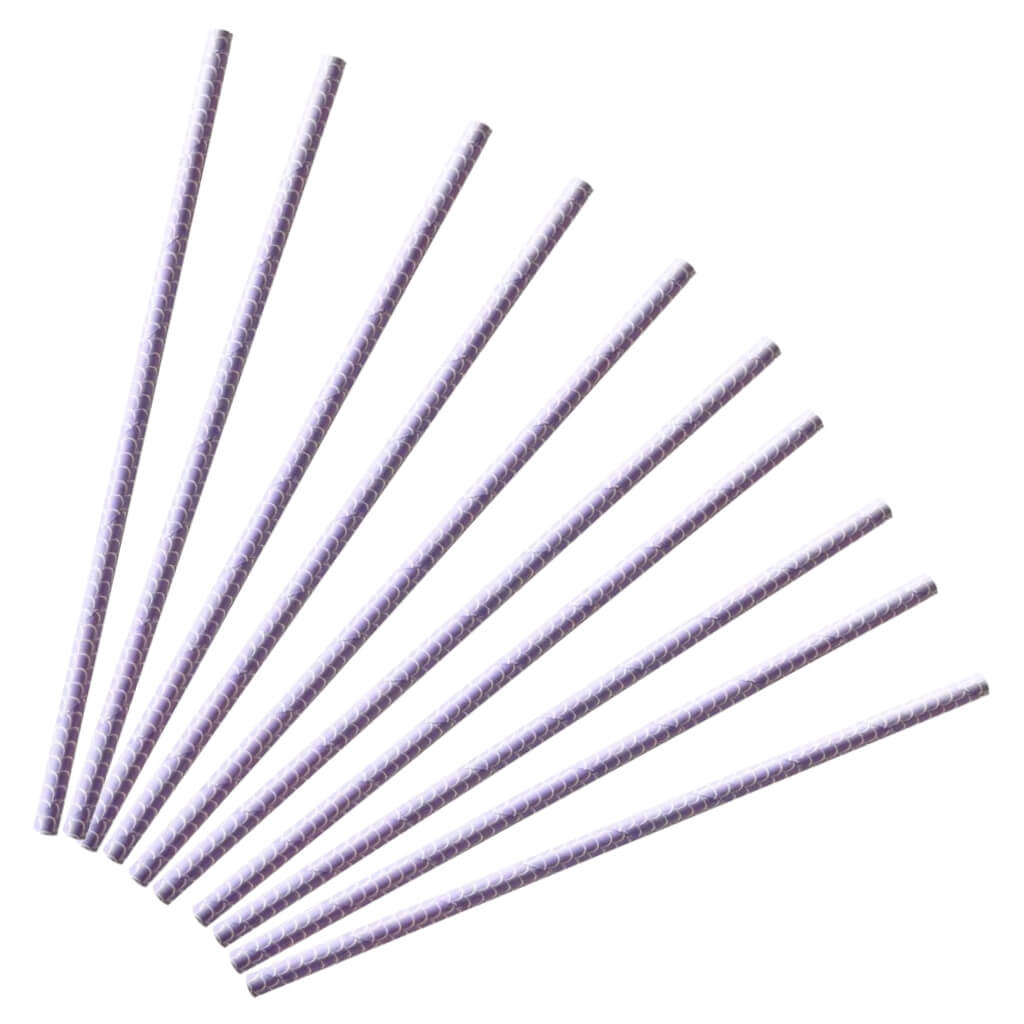 Pastel Purple Mermaid Paper Straws 8pk