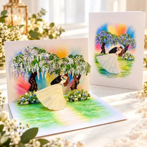 Purple Wisteria Wedding 3D Pop Up Greeting Card
