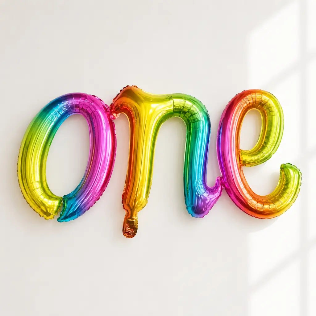 Rainbow 'one' Script First Birthday Foil Balloon