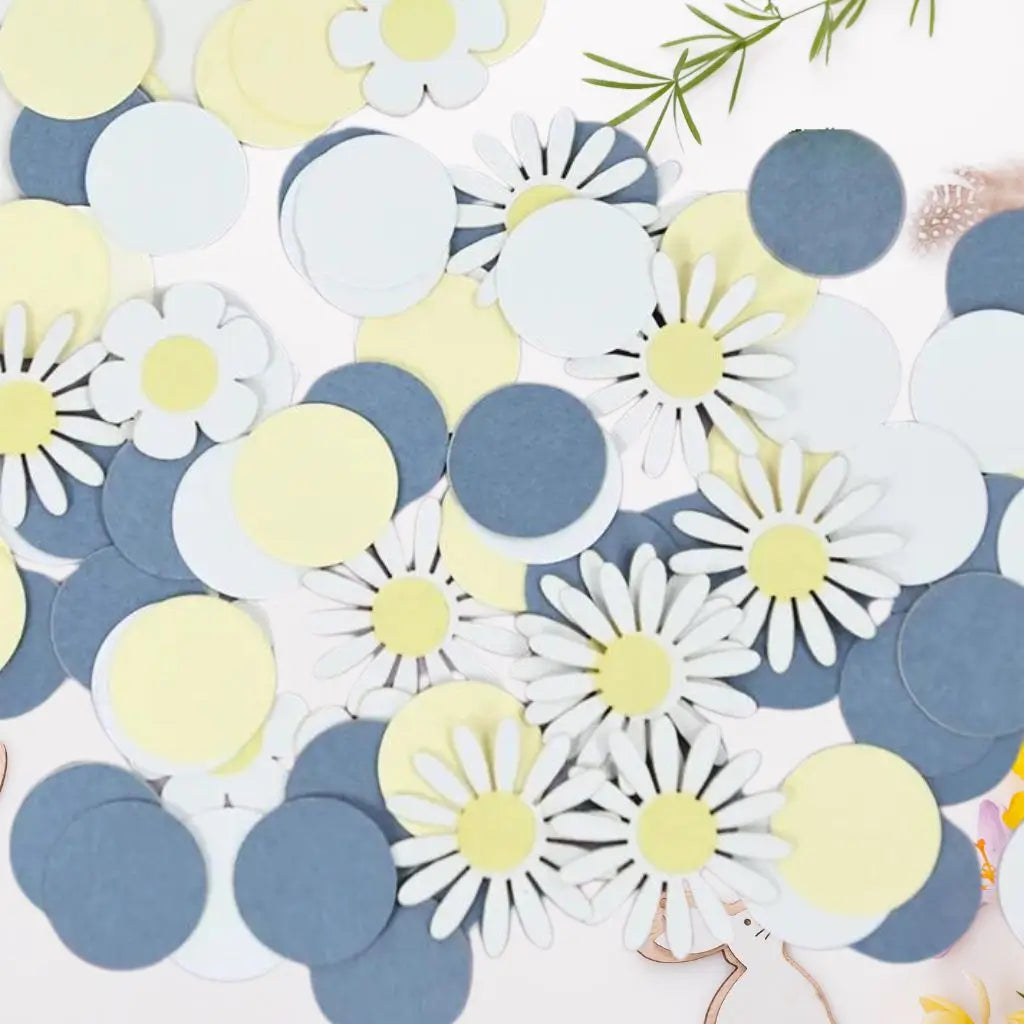 Sweet Daisy Flower Paper Confetti - Yellow & Blue