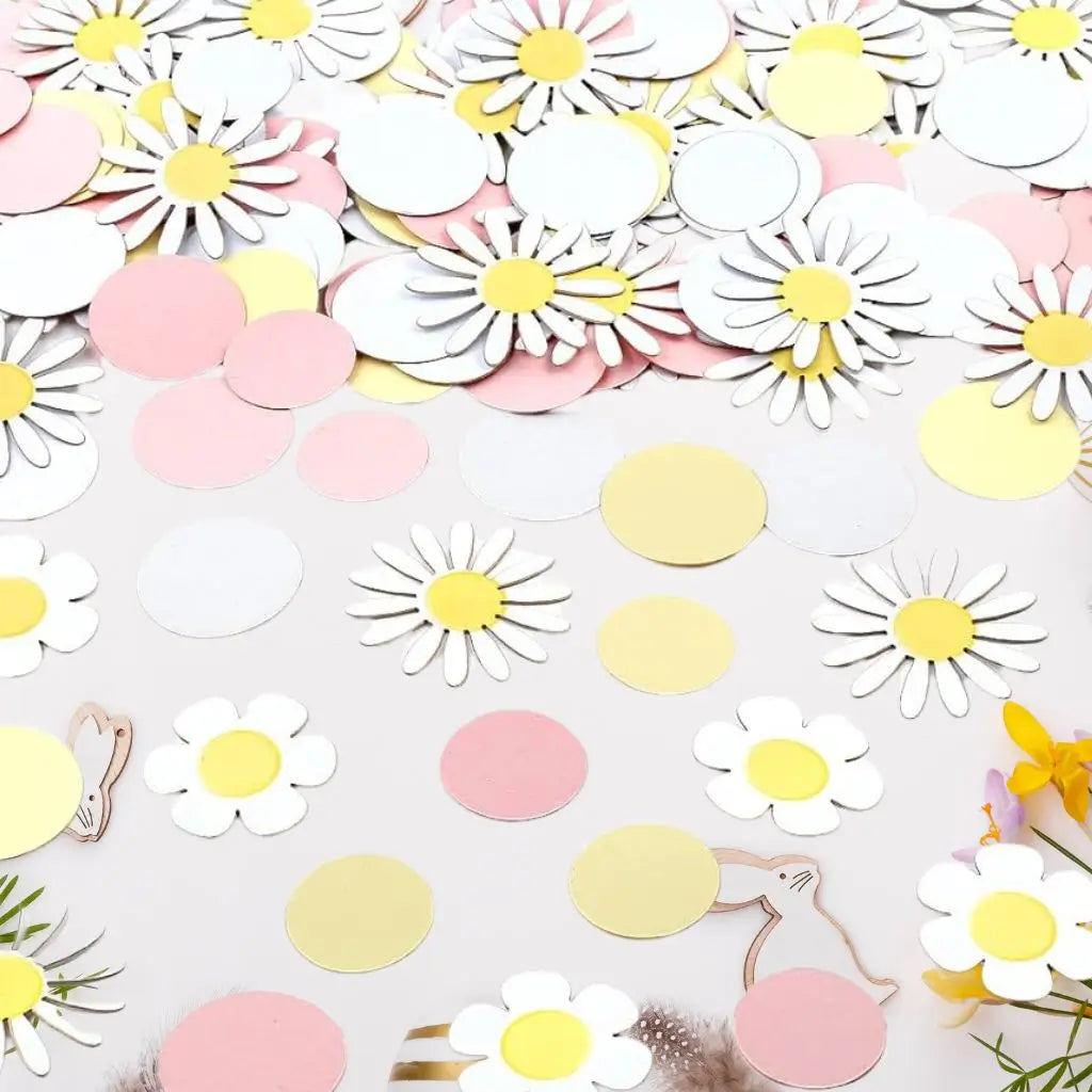 Sweet Daisy Flower Paper Confetti - Yellow & Pink