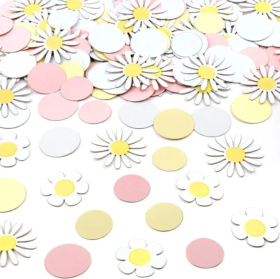 Sweet Daisy Flower Paper Confetti - Yellow & Pink