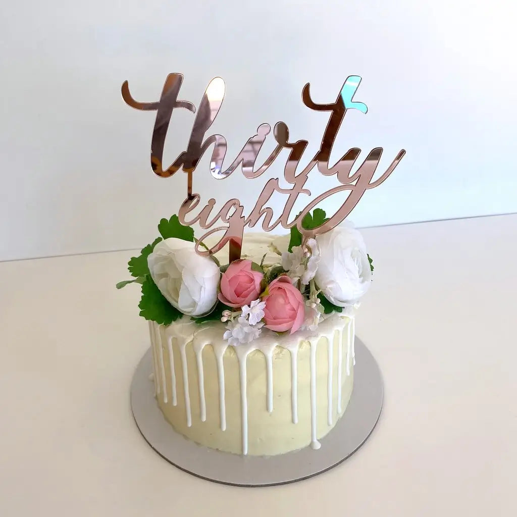 Acrylic Rose Gold 'thirty eight' Birthday Cake Topper