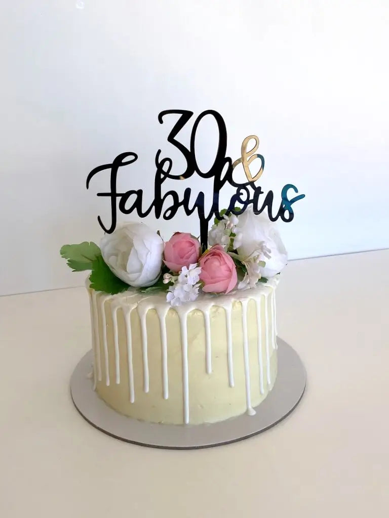 Acrylic Black '30 & Fabulous' Cake Topper