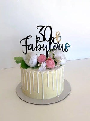 Acrylic Black '30 & Fabulous' Cake Topper