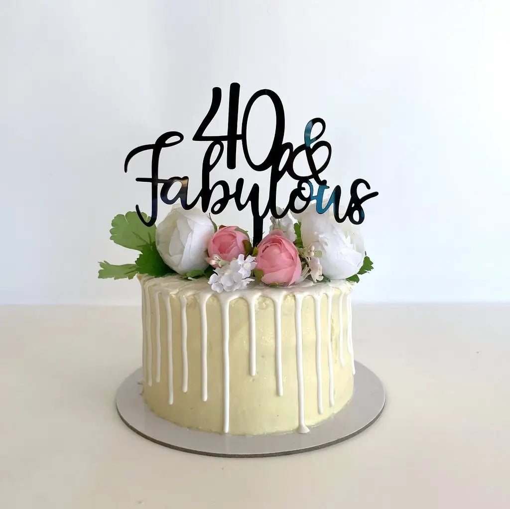 Acrylic Black '40 & Fabulous' Cake Topper