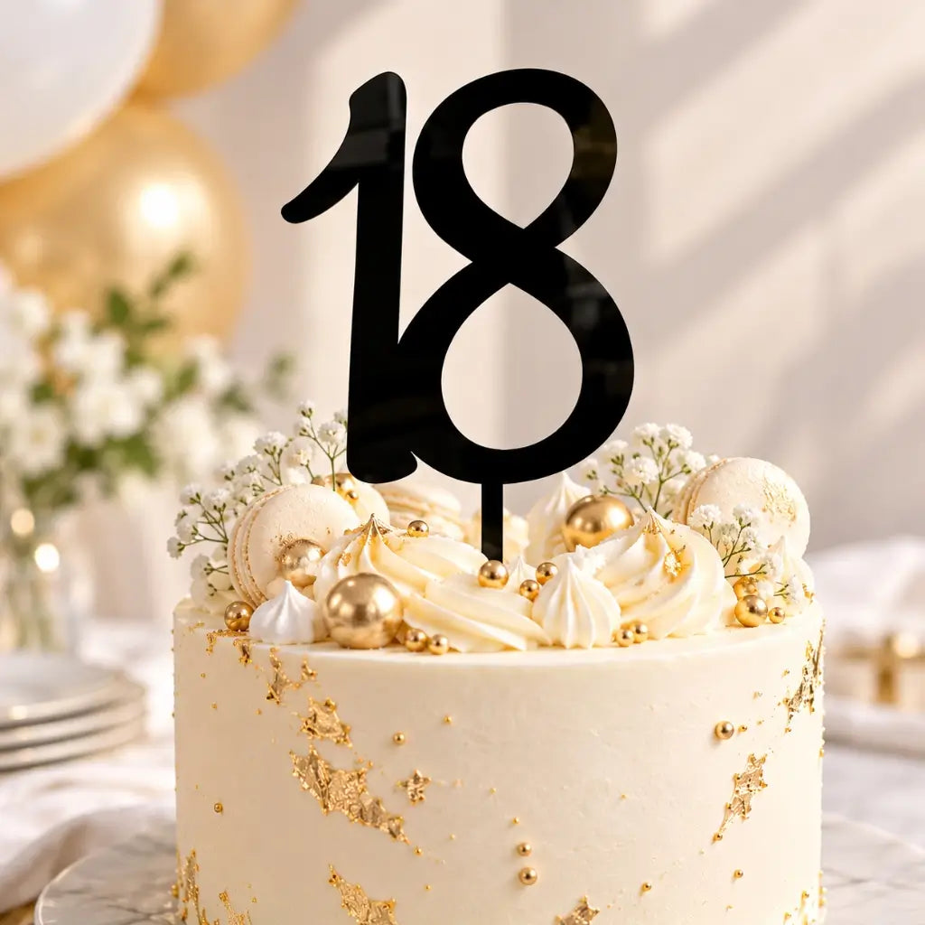 Acrylic Black Age 18 Birthday Cake Topper