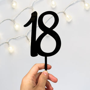 Acrylic Black Age 18 Birthday Cake Topper