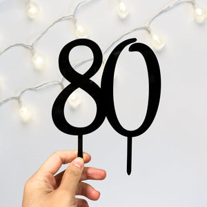 Acrylic Black Age 80 Birthday Cake Topper