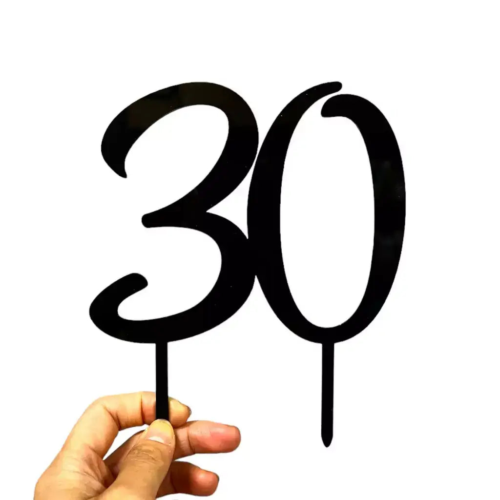 Acrylic Black Number 30 Birthday Cake Topper