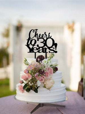 Acrylic Black 'Cheers to 30 Years!' Cake Topper