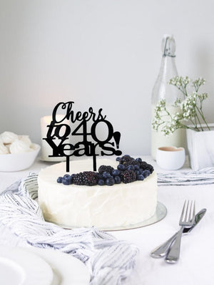 Acrylic Black 'Cheers to 40 Years!' Cake Topper