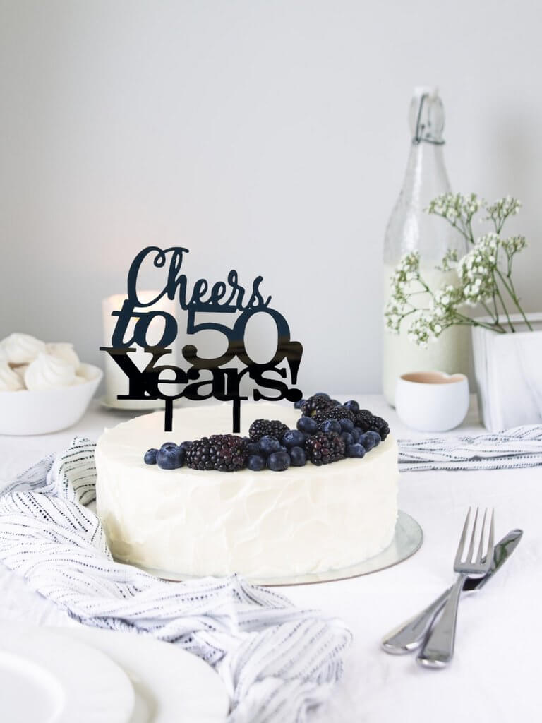 Acrylic Black 'Cheers to 50 Years!' Cake Topper