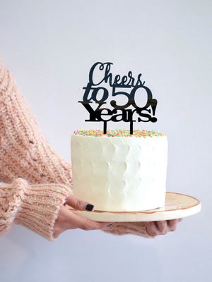 Acrylic Black 'Cheers to 50 Years!' Cake Topper