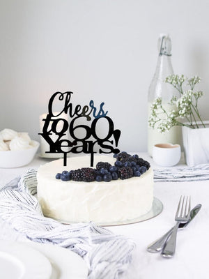 Acrylic Black 'Cheers to 60 Years!' Cake Topper