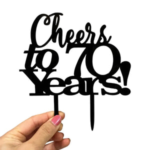 Acrylic Black 'Cheers to 70 Years!' Birthday Cake Topper