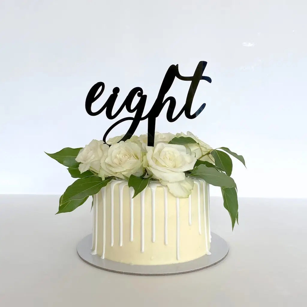 Acrylic Black 'Eight' Birthday Cake Topper