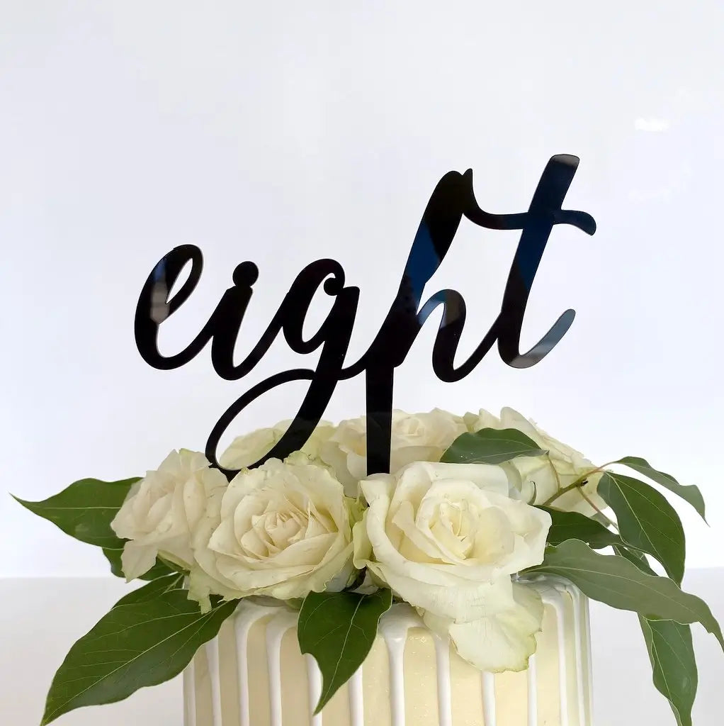 Acrylic Black 'Eight' Birthday Cake Topper