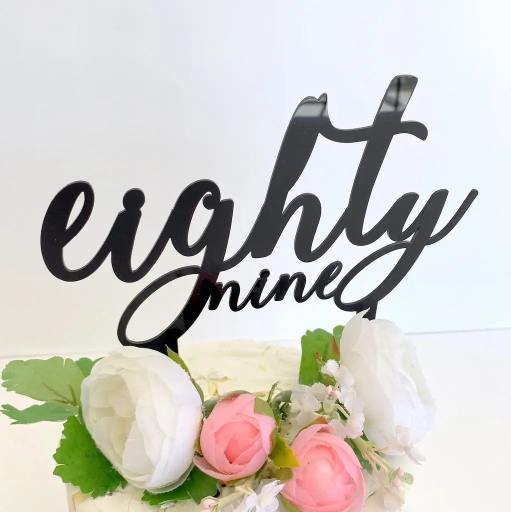 Acrylic Black 'eighty nine' Birthday Cake Topper