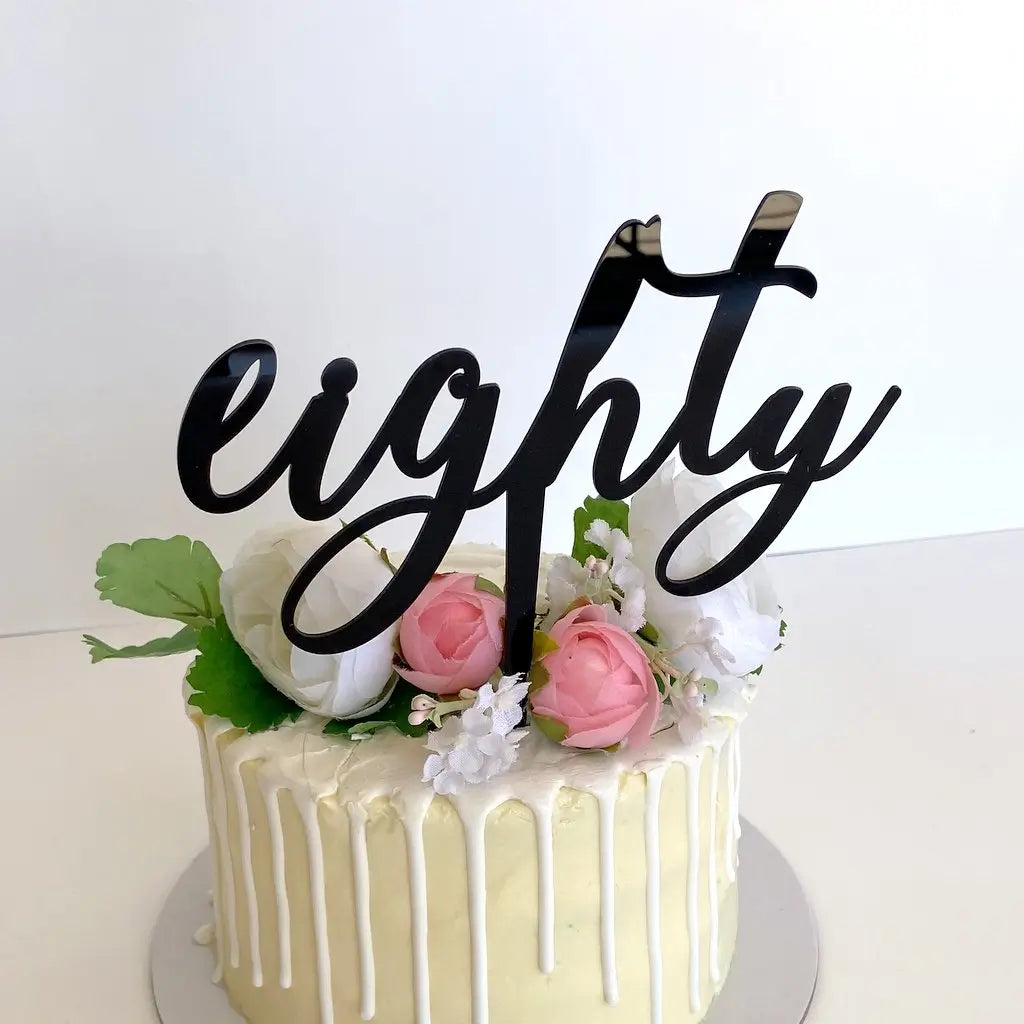 Acrylic Black 'eighty' Birthday Cake Topper