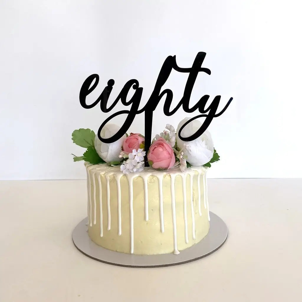 Acrylic Black 'eighty' Birthday Cake Topper