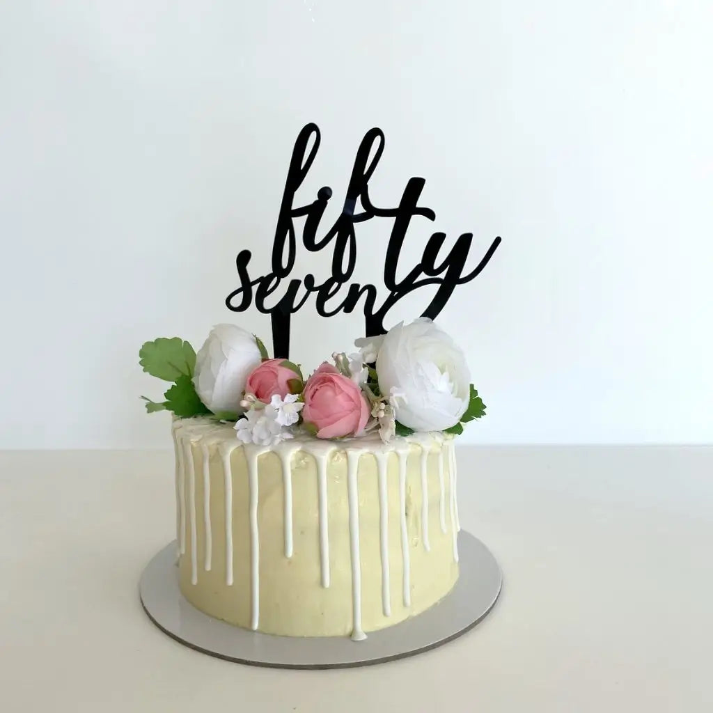 Acrylic Black 'fifty seven' Birthday Cake Topper