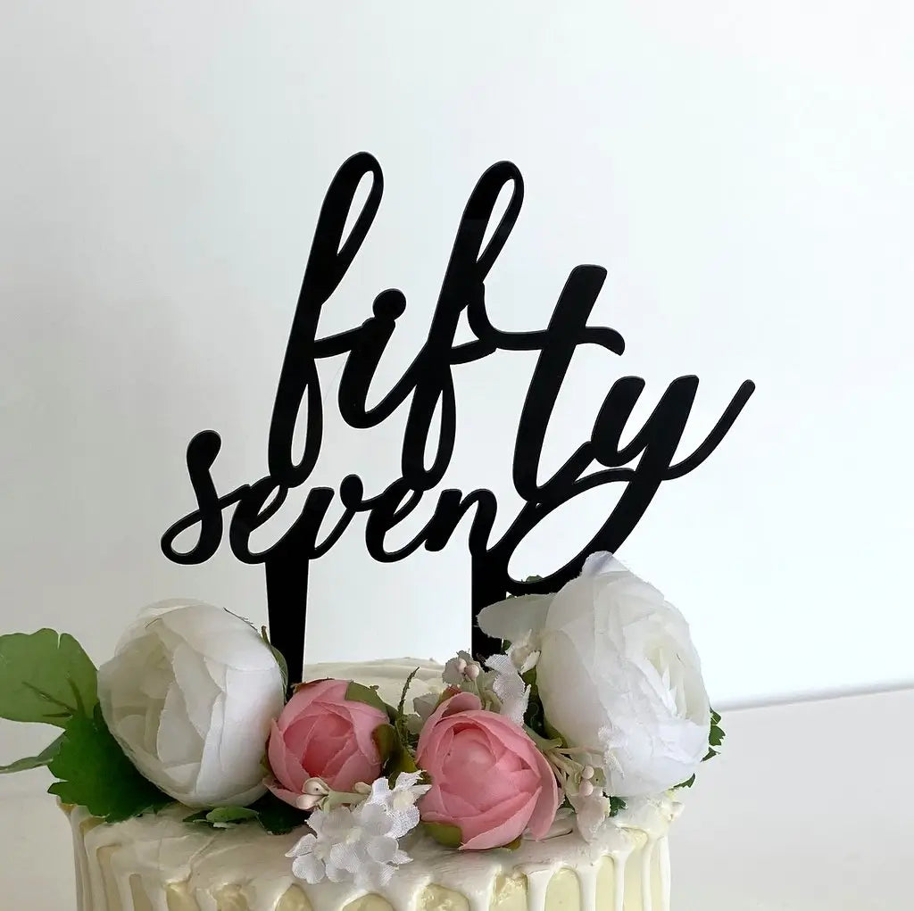 Acrylic Black 'fifty seven' Birthday Cake Topper