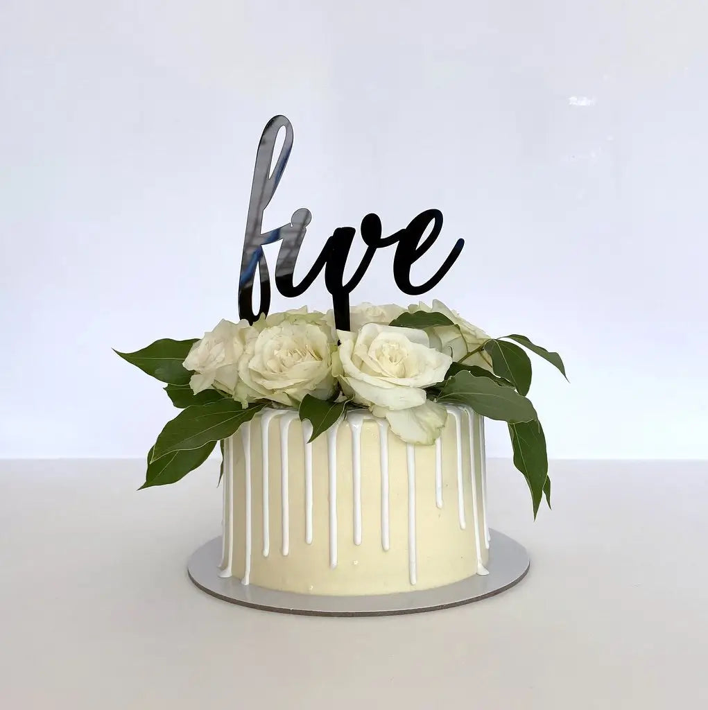Acrylic Black 'five' Birthday Cake Topper
