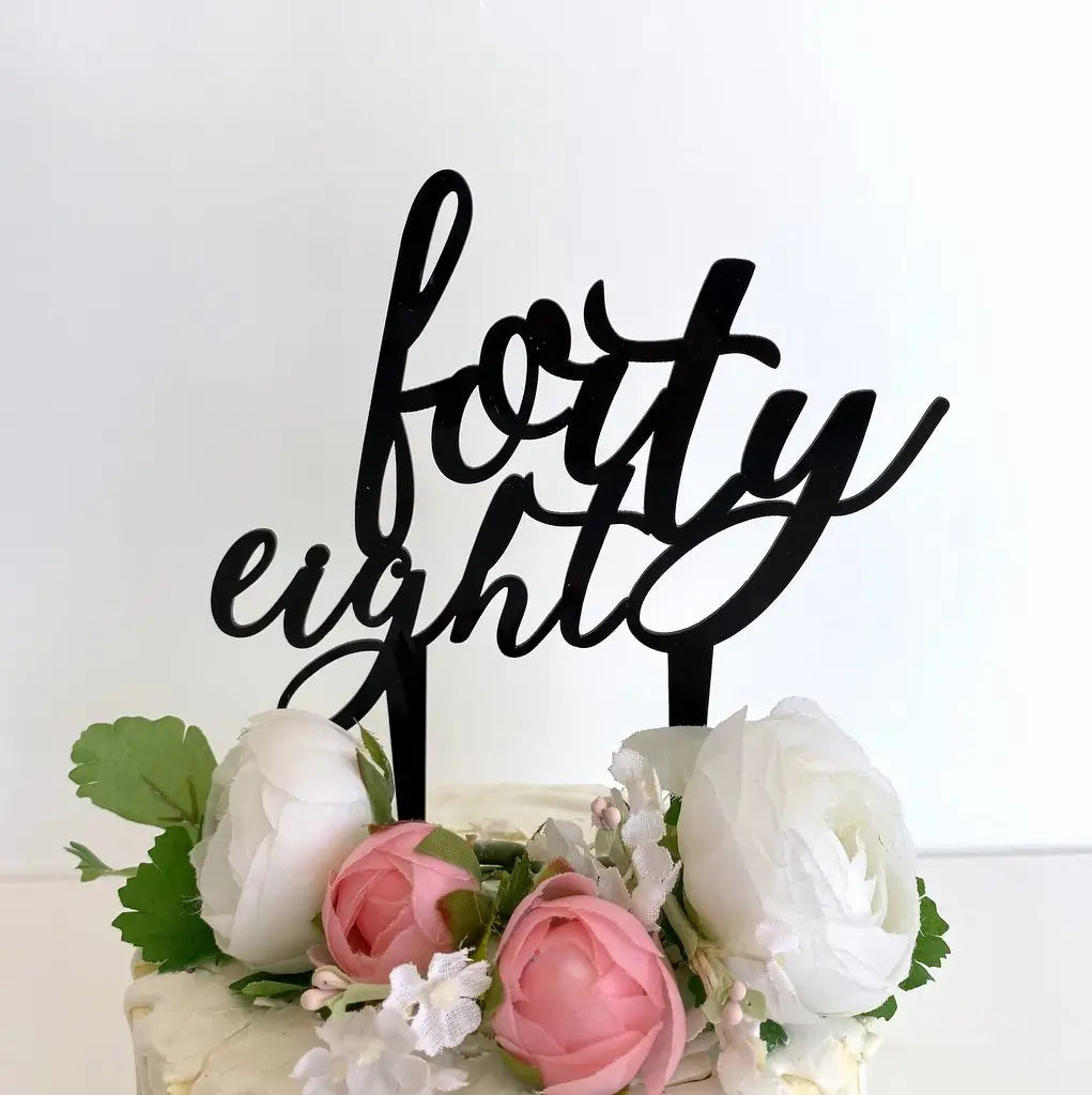 Acrylic Black 'forty eight' Birthday Cake Topper