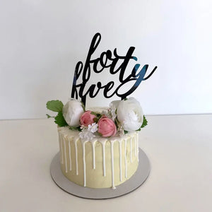 Acrylic Black 'forty five' Birthday Cake Topper