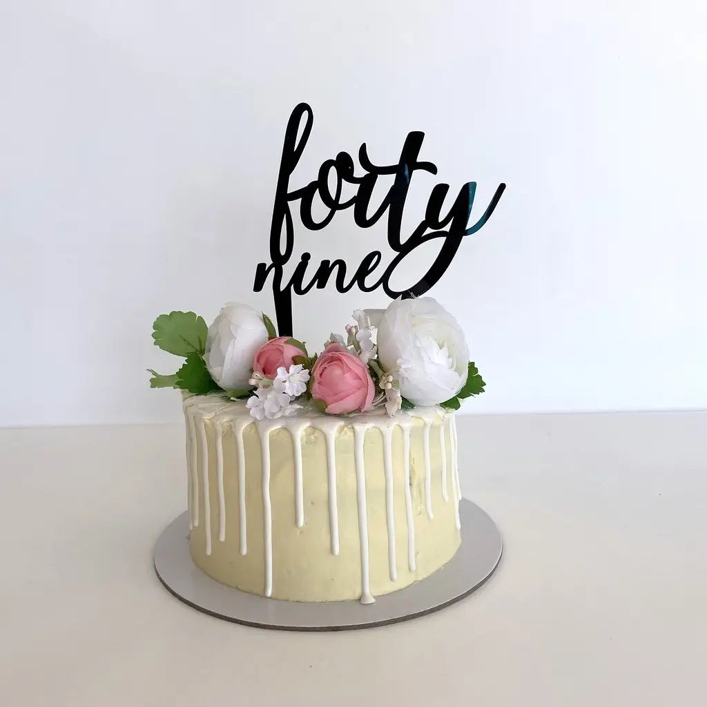 Acrylic Black 'forty nine' Birthday Cake Topper