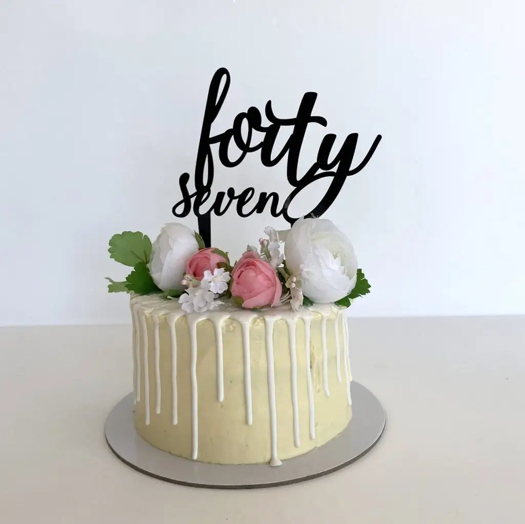 Acrylic Black 'forty seven' Birthday Cake Topper