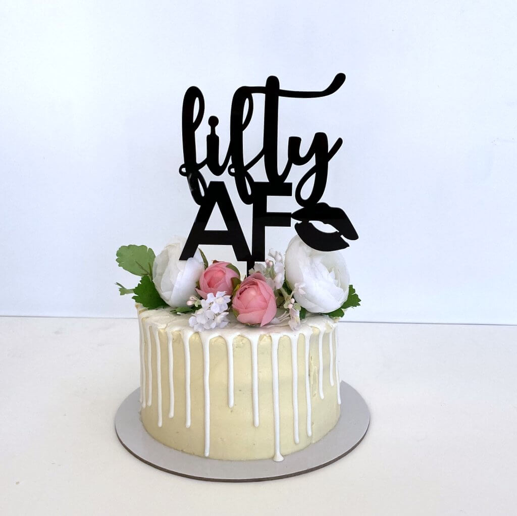 Acrylic Gold 'fifty AF' Birthday Cake Topper
