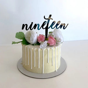 Acrylic Black 'nineteen' Birthday Cake Topper