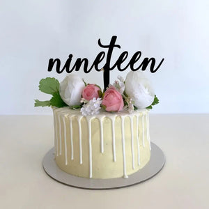 Acrylic Black 'nineteen' Birthday Cake Topper