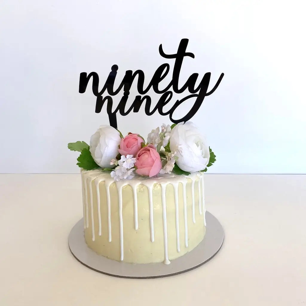 Acrylic Black 'ninety nine' Birthday Cake Topper