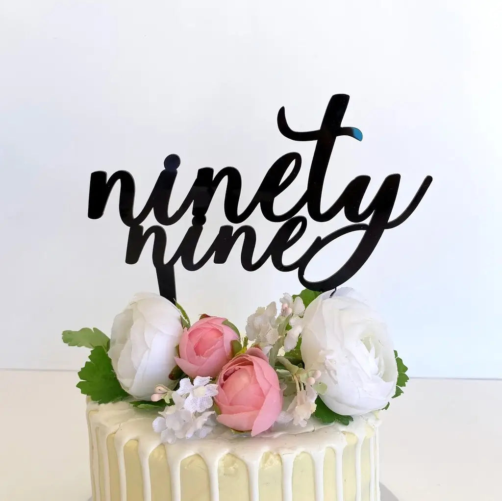 Acrylic Black 'ninety nine' Birthday Cake Topper