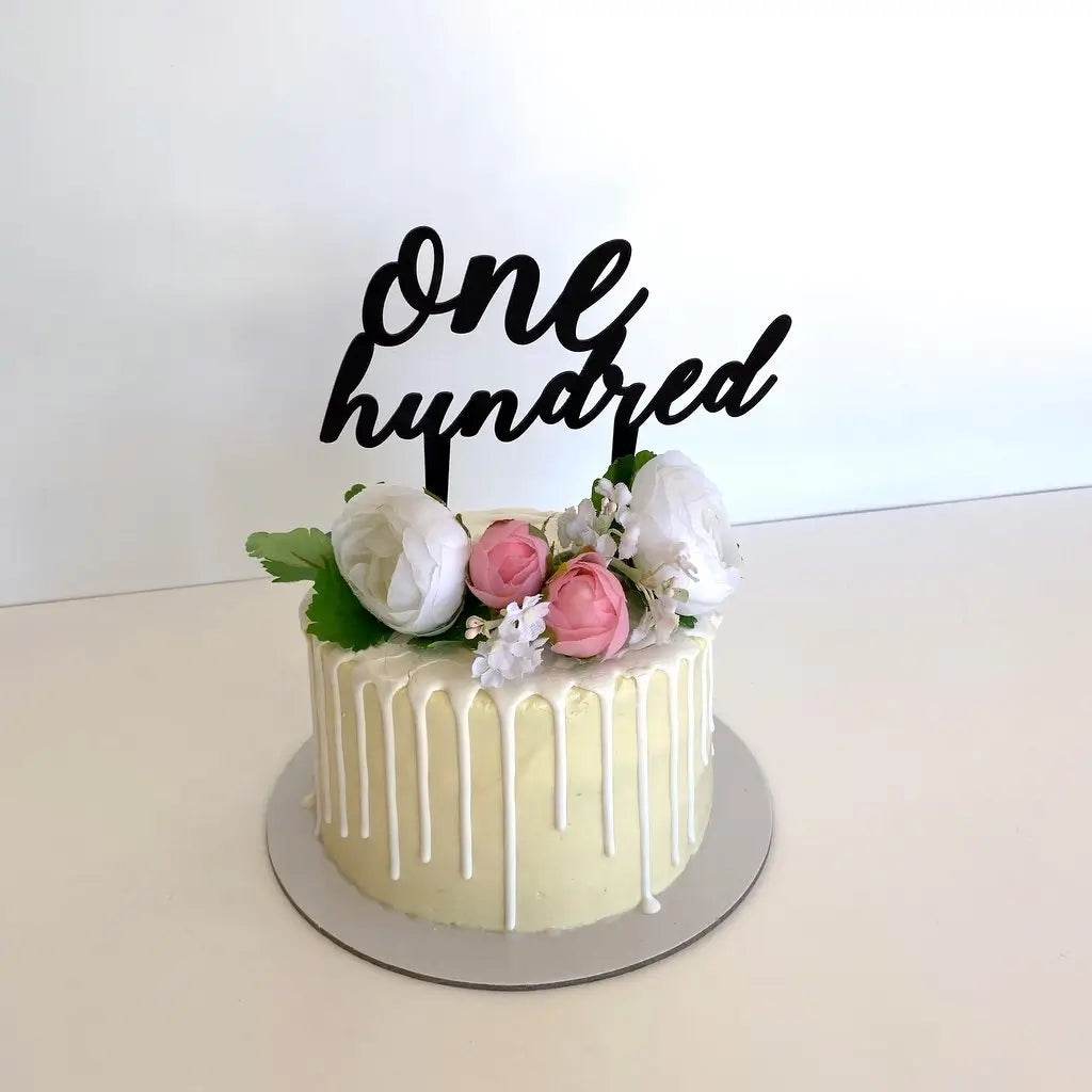 Acrylic Black 'one hundred' Birthday Cake Topper
