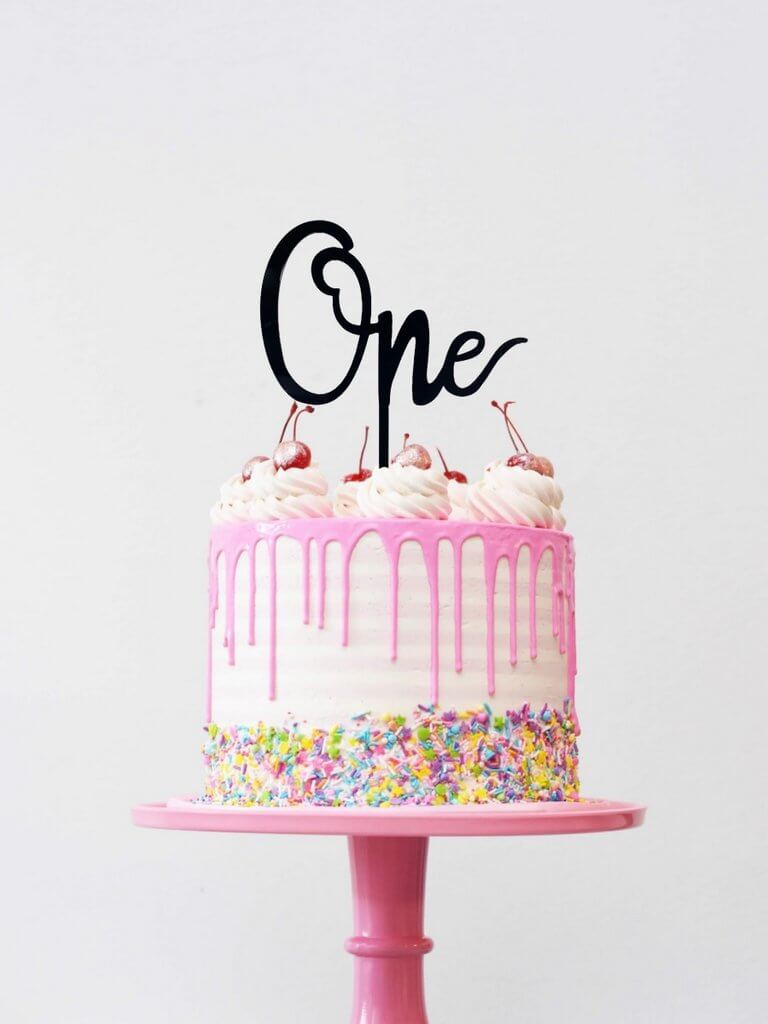 Acrylic Black Script Number 'One' Birthday Cake Topper
