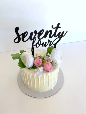 Acrylic Black 'seventy four' Birthday Cake Topper