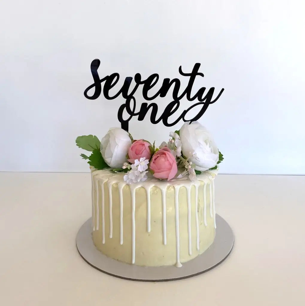 Acrylic Black 'seventy one' Birthday Cake Topper