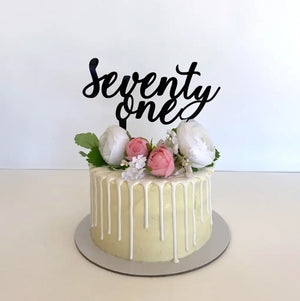 Acrylic Black 'seventy one' Birthday Cake Topper