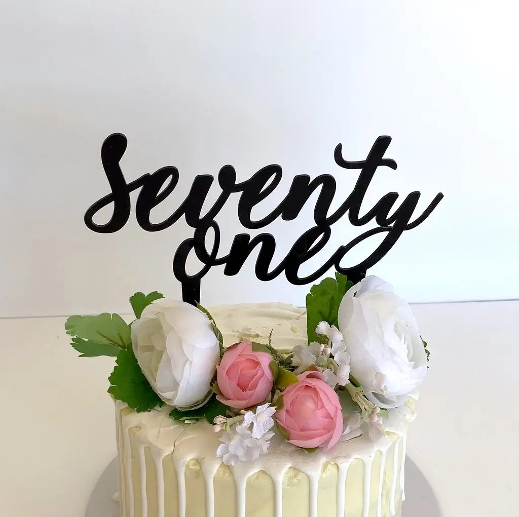 Acrylic Black 'seventy one' Birthday Cake Topper