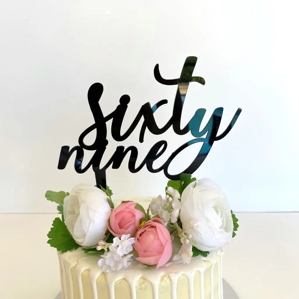 Acrylic Black 'sixty nine' Birthday Cake Topper