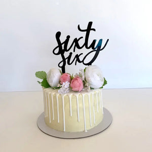 Acrylic Black 'sixty six' Birthday Cake Topper