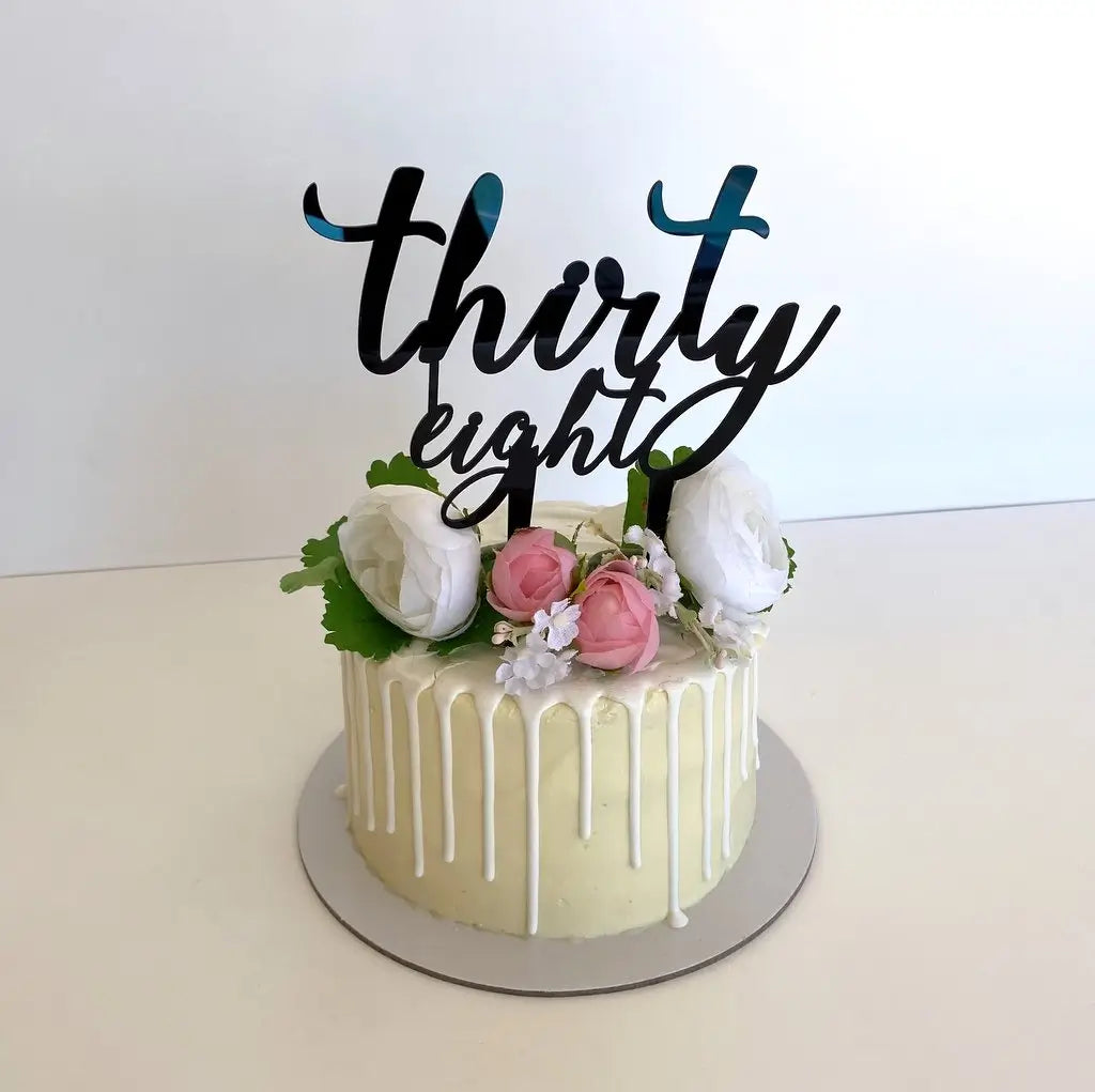 Acrylic Black 'thirty eight' Birthday Cake Topper