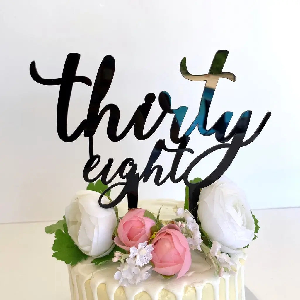 Acrylic Black 'thirty eight' Birthday Cake Topper