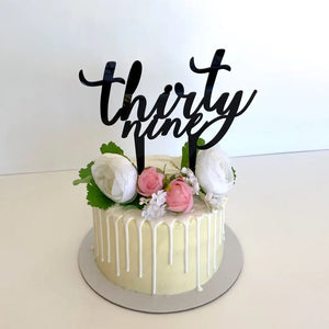 Acrylic Black 'thirty nine' Birthday Cake Topper