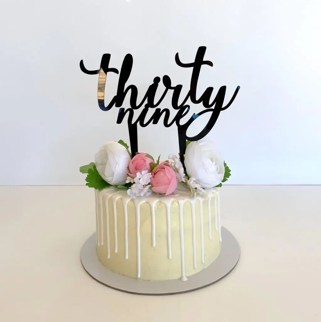 Acrylic Black 'thirty nine' Birthday Cake Topper